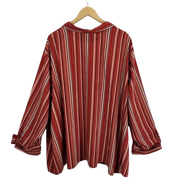 Maggie Barnes Women's Career Blouse Button Up Shirt Red Striped Size 5X - Picture 2 of 7